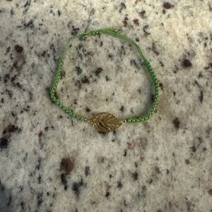 Handmade Braided Adjustable String Rope Bracelet with Leaf Charm for Women Men